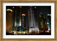 Framed Night View of Highrises, Shanghai, China