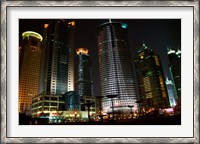 Framed Night View of Highrises, Shanghai, China