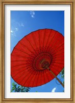 Framed Red Umbrella With Blue Sky, Myanmar