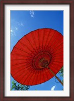 Framed Red Umbrella With Blue Sky, Myanmar