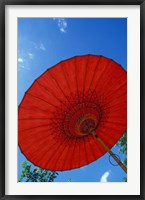 Framed Red Umbrella With Blue Sky, Myanmar