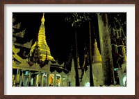 Framed Night View of Illuminated Shwedagon, Myanmar