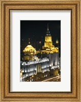 Framed Night View of Colonial Buildings on the Bund, Shanghai, China