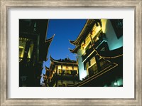 Framed Night View of Traditional Architecture at Yuyuan Bazaar, Shanghai, China