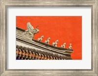 Framed Rooftop figures and colorful wall, Forbidden City, Beijing, China