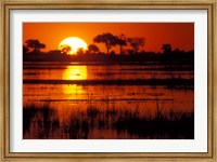 Framed Setting Sun over Lush Banks, Chobe National Park, Botswana