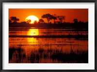 Framed Setting Sun over Lush Banks, Chobe National Park, Botswana