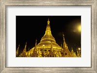 Framed Shwedagon Pagoda at Night, Yangon, Myanmar