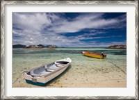 Framed Seychelles, La Digue Island, Fishing boats