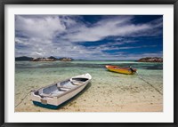 Framed Seychelles, La Digue Island, Fishing boats