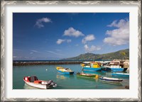 Framed Seychelles, Mahe Island, Bel Ombre, town pier