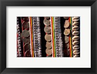 Framed Traditional Akha fabric and clothing displayed as a souvenir, Burma