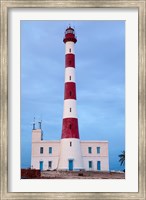 Framed Taguermes Lighthouse at dawn, Sidi Mahres Beach, Jerba Island, Tunisia
