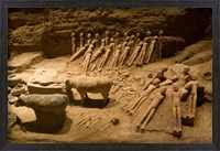 Framed Terra cotta animals, eunuchs, Han Dynasty, Xian, China