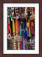 Framed Souvenir necklaces at market in Luxor, Egypt