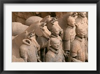 Framed Terra Cotta Warriors and Horses at Emperor Qin Shihuangdi's Tomb, China