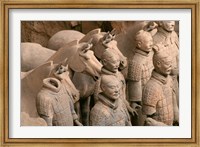 Framed Terra Cotta Warriors and Horses at Emperor Qin Shihuangdi's Tomb, China