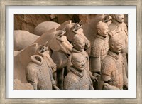 Framed Terra Cotta Warriors and Horses at Emperor Qin Shihuangdi's Tomb, China