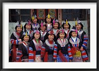 Framed Tip-Top Miao Girls in Traditional Costume, China