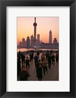 Framed Tai-Chi on the Bund, Oriental Pearl TV Tower and High Rises, Shanghai, China