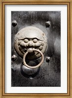 Framed Village door with ornate lion knocker, Zhujiajiao, Shanghai, China