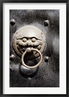 Framed Village door with ornate lion knocker, Zhujiajiao, Shanghai, China