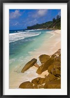 Framed Tropical Beach, La Digue Island, Seychelles, Africa