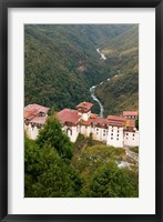 Framed Trongsa Dzong Fortress, Bhutan rice terraces