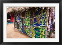 Framed West Africa, Benin, Textiles in thatched market