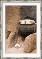 Framed West Africa, Ghana, Nakpa. Pot on stove, mud dwelling