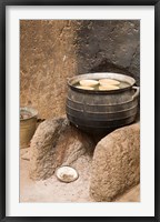 Framed West Africa, Ghana, Nakpa. Pot on stove, mud dwelling