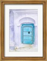 Framed Traditional Moorish-styled Blue Door, Morocco
