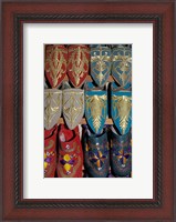 Framed Traditionally Embroidered Babouches, Morocco