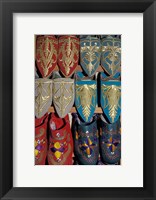 Framed Traditionally Embroidered Babouches, Morocco