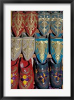 Framed Traditionally Embroidered Babouches, Morocco