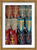 Framed Traditionally Embroidered Babouches, Morocco