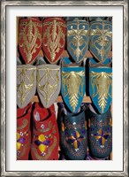 Framed Traditionally Embroidered Babouches, Morocco