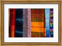 Framed Woven Moroccan silk scarves, Fes, Morocco, Africa