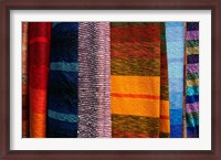 Framed Woven Moroccan silk scarves, Fes, Morocco, Africa