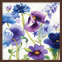 Framed Blue and Purple Mixed Garden I