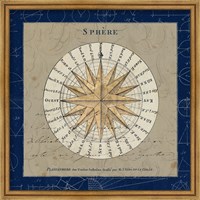 Framed Sphere Compass Blue
