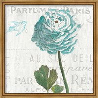 Framed Floral Messages on Wood II Blue