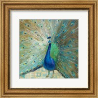 Framed Blue Peacock on Gold