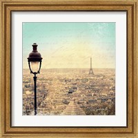 Framed 'Eiffel Landscape Letter Blue I' border=