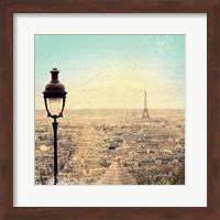 Framed Eiffel Landscape Letter Blue I