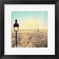 Framed Eiffel Landscape Letter Blue I