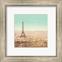 Framed 'Eiffel Landscape Letter Blue II' border=