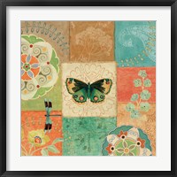 Folk Floral III Center Butterfly Framed Print