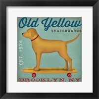 Framed Golden Dog on Skateboard
