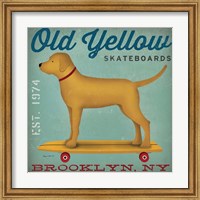 Framed Golden Dog on Skateboard